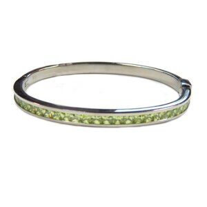 Inox Women's Stainless Steel Bracelet with Light Green Crystals